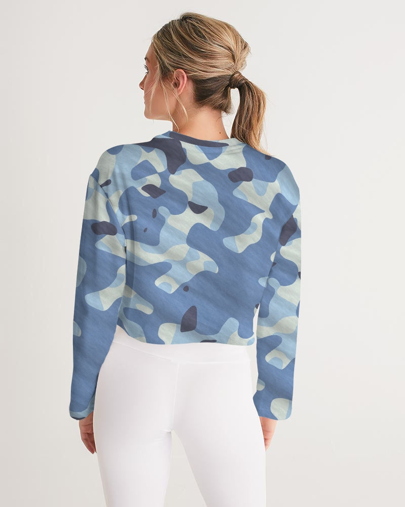 Blue Maniac Camouflage Women's Cropped Sweatshirt DromedarShop.com Online Boutique