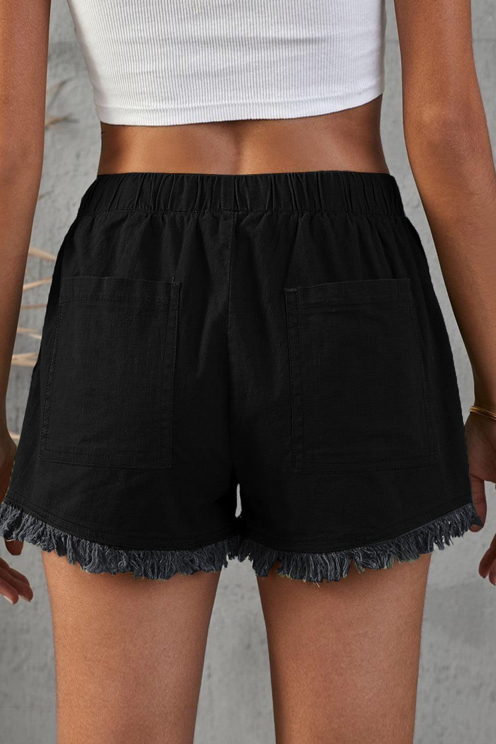 Pocketed Frayed Denim Shorts - DromedarShop.com Online Boutique