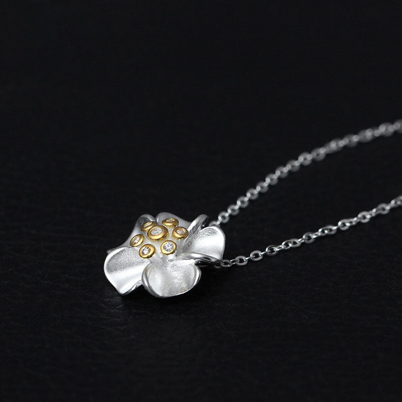 925 Sterling Silver Flower Zircon  Necklaces & Pendants DromedarShop.com Online Boutique