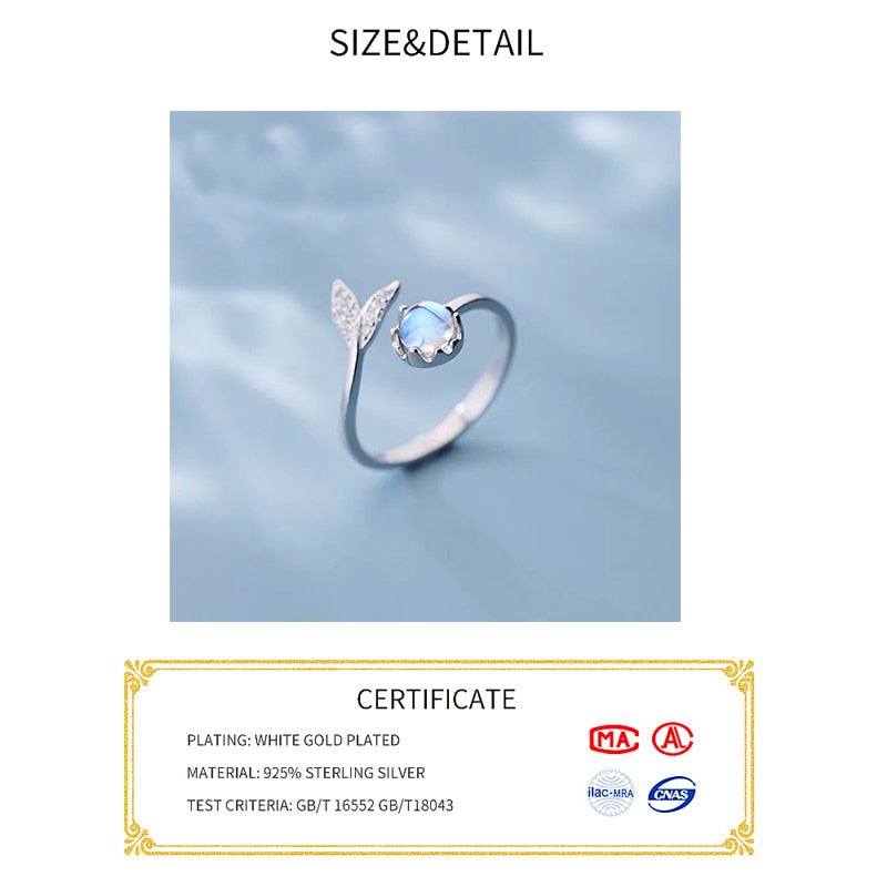 Real 925 Sterling Silver Moonstone Ring For Women DromedarShop.com Online Boutique