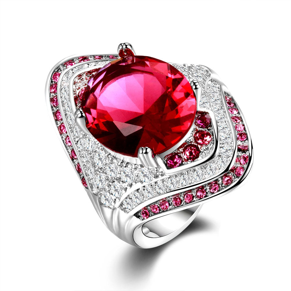 925 Sterling Silver Ring With Ruby Stones DromedarShop.com Online Boutique