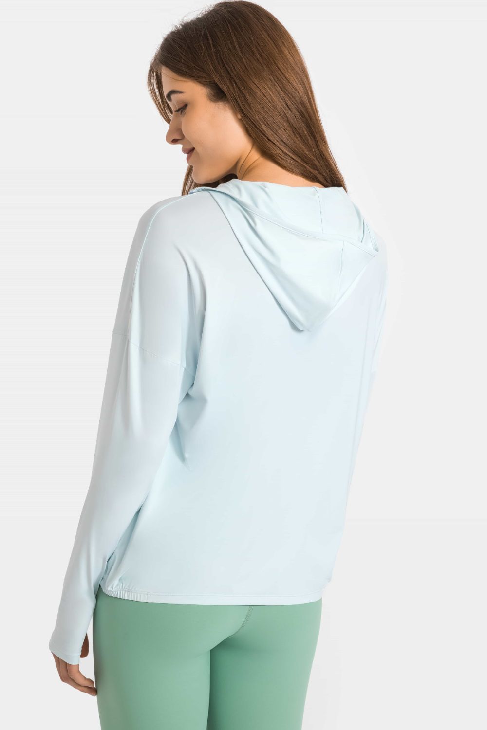 Zip Up Dropped Shoulder Hooded Sports Jacket - DromedarShop.com Online Boutique