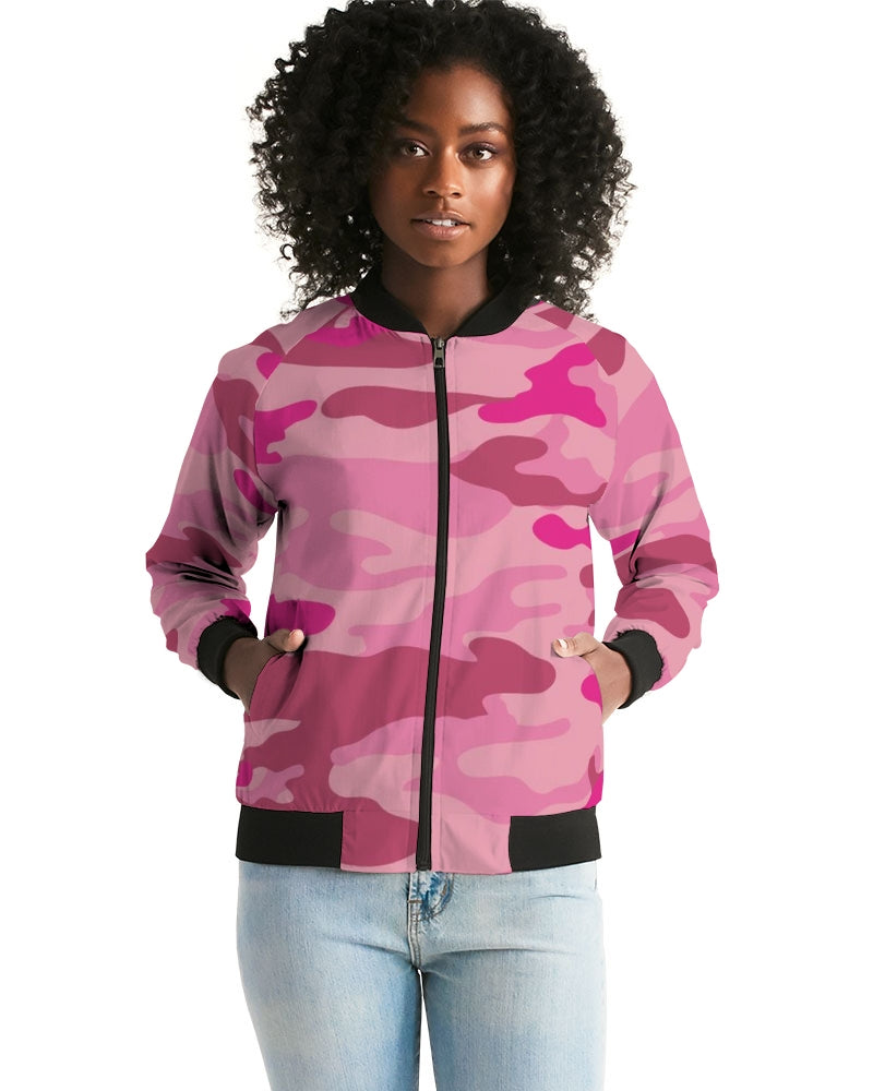 Pink  3 Color Camouflage Women's Bomber Jacket DromedarShop.com Online Boutique