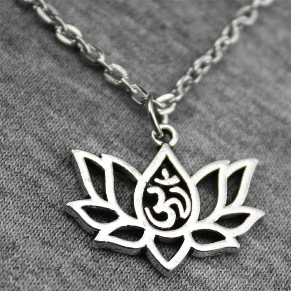 Lotus Yoga Om Pendant Necklace DromedarShop.com Online Boutique