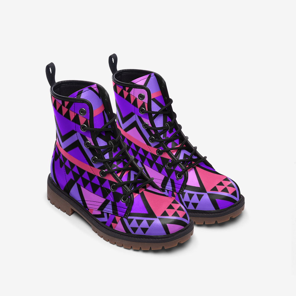 Maori Seamless Purple Casual Leather Lightweight Unisex Boots DromedarShop.com Online Boutique