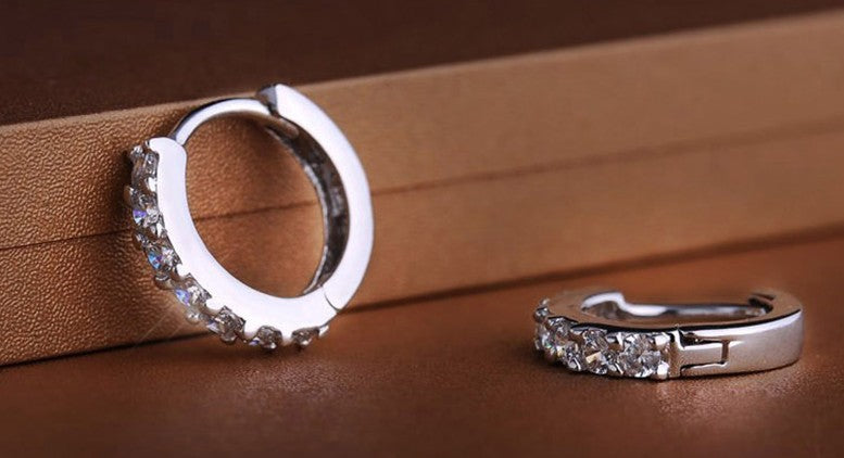 925 Sterling Silver Crystal Circle Earring For Women DromedarShop.com Online Boutique