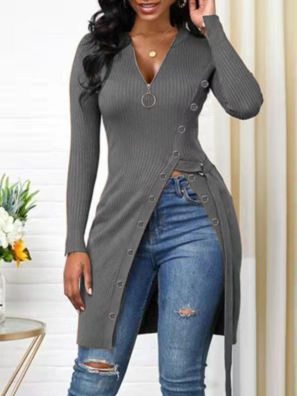 Women's V Neck Long Sleeve Tops - DromedarShop.com Online Boutique