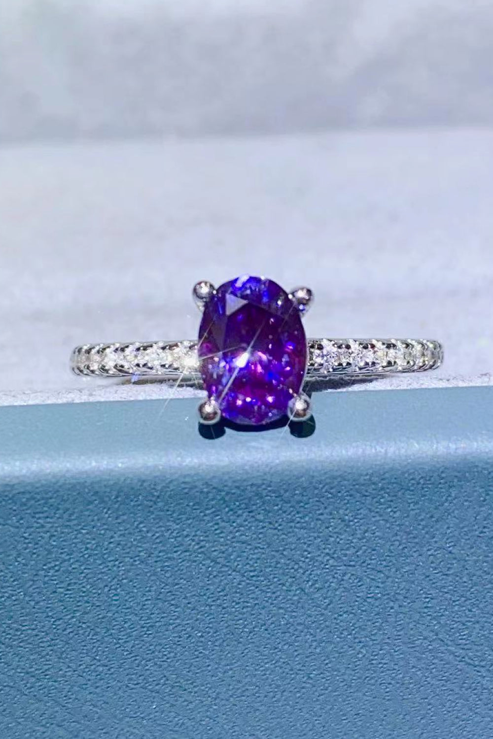 1 Carat Purple Moissanite 4-Prong Ring - DromedarShop.com Online Boutique