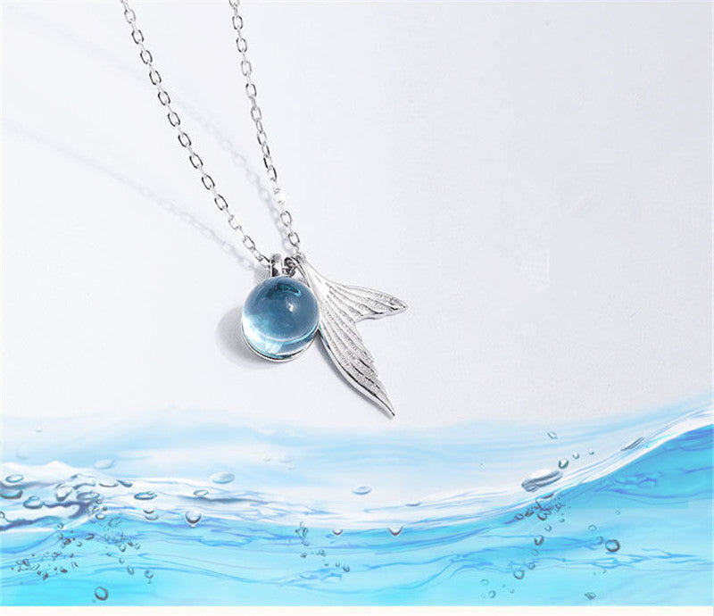 925 sterling silver mermaid  necklace Korean crystal DromedarShop.com Online Boutique