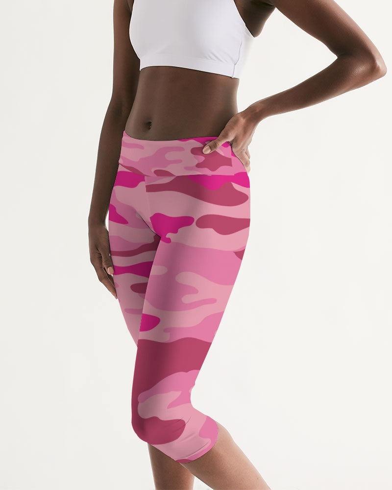 Pink  3 Color Camouflage Women's Mid-Rise Capri DromedarShop.com Online Boutique