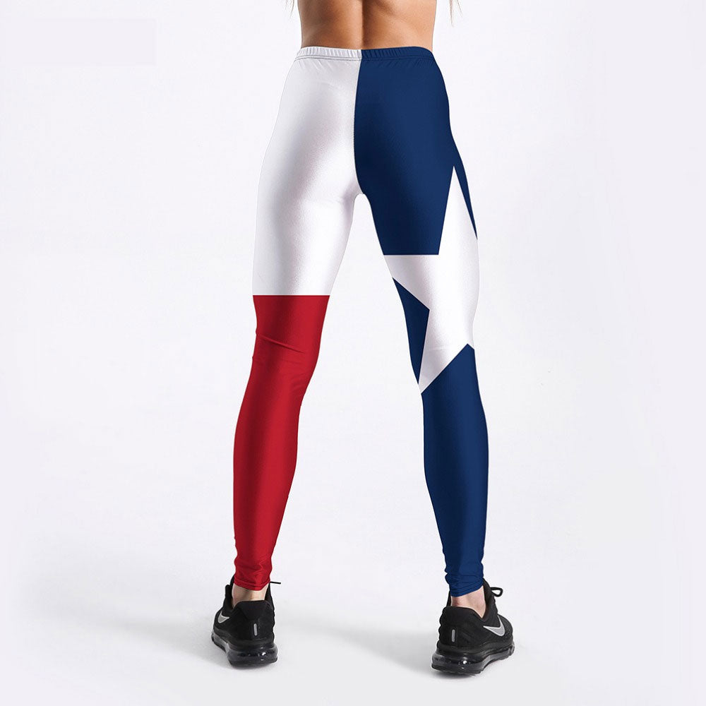 Women US Flag Pentagram Printed Fitness Leggings DromedarShop.com Online Boutique