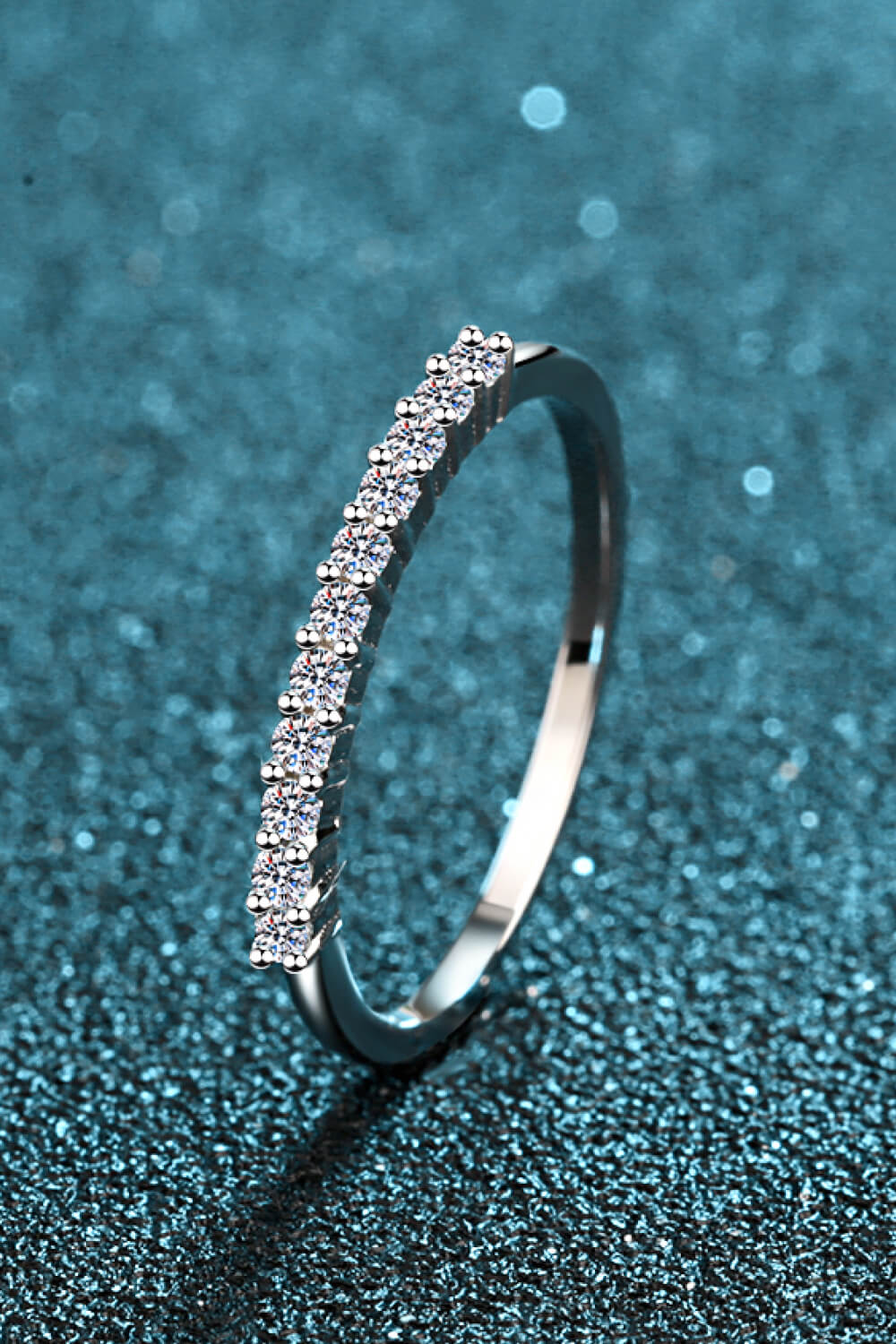 925 Sterling Silver Inlaid Moissanite Polished Ring - DromedarShop.com Online Boutique