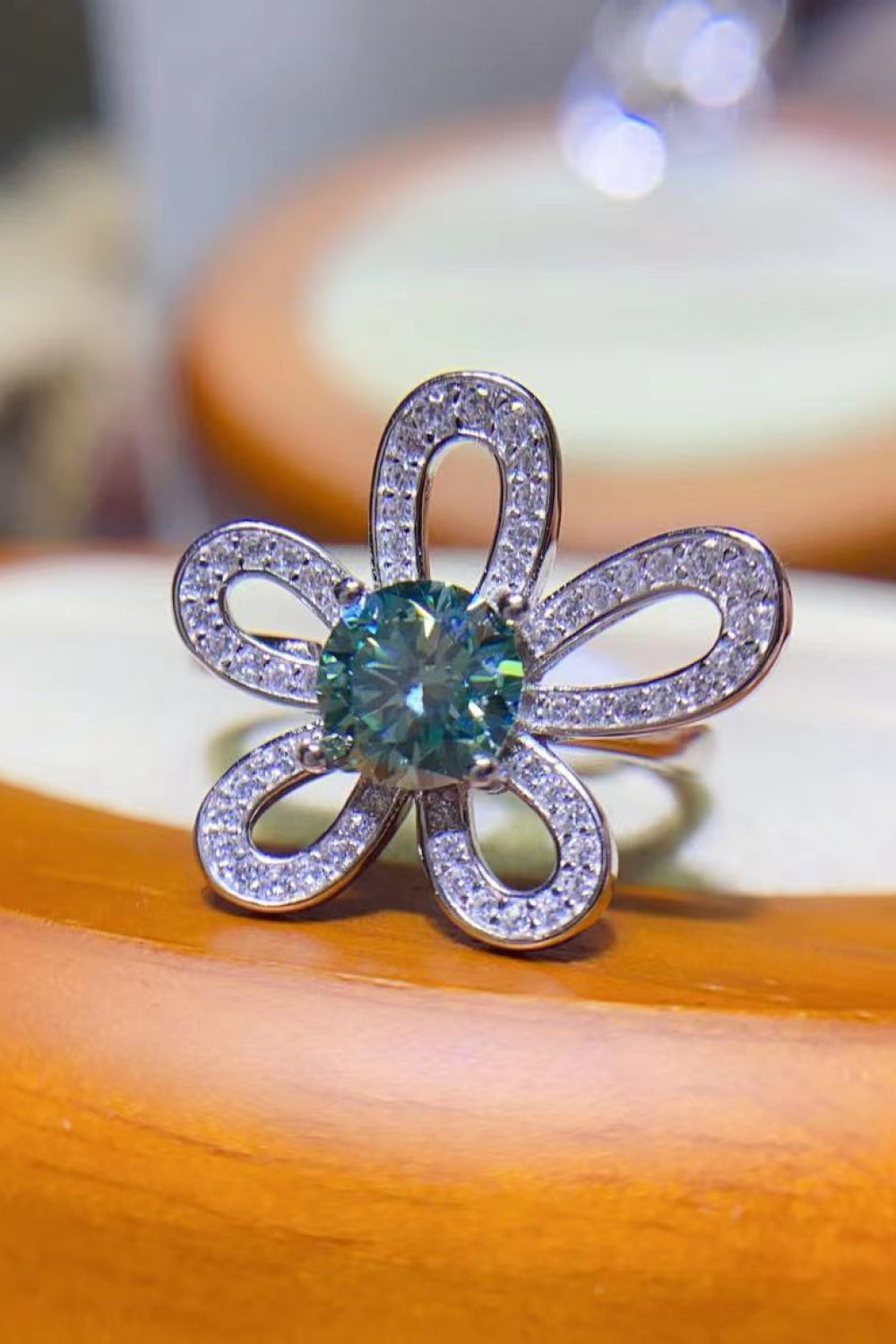 1 Carat Moissanite Flower Shape Open Ring - DromedarShop.com Online Boutique