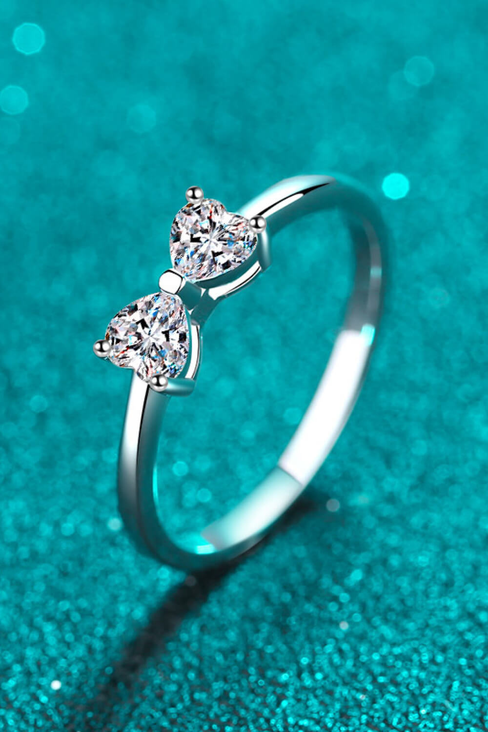 Moissanite Bow Rhodium-Plated Ring - DromedarShop.com Online Boutique