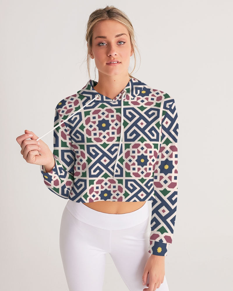 The Miracle of the East Moroccan pattern Women's Cropped Hoodie DromedarShop.com Online Boutique
