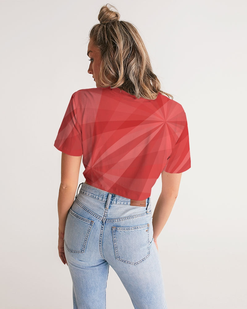 Red Psychedelic Women's Twist-Front Cropped Tee DromedarShop.com Online Boutique