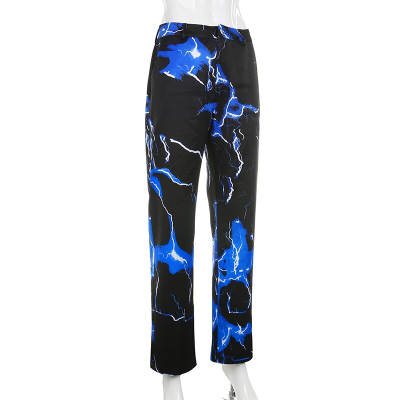Women Lightning Print Streetwear Cargo Pants - DromedarShop.com Online Boutique