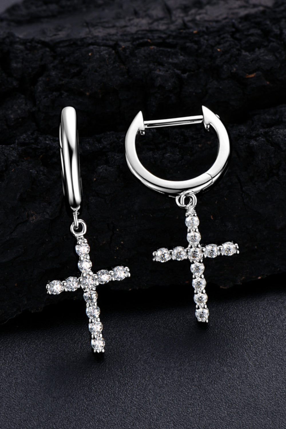 925 Sterling Silver Moissanite Cross Earrings - DromedarShop.com Online Boutique