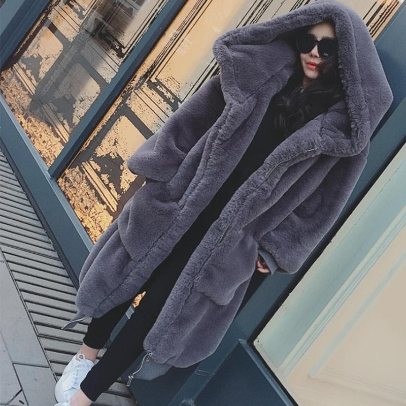 Women Long Winter Faux Fur Coat DromedarShop.com Online Boutique