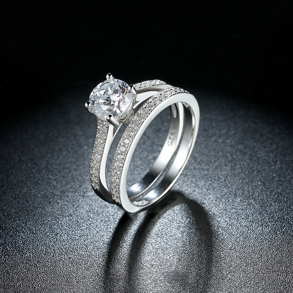 Solid 925 Sterling Silver Ring Sets Engagement Jewelry DromedarShop.com Online Boutique