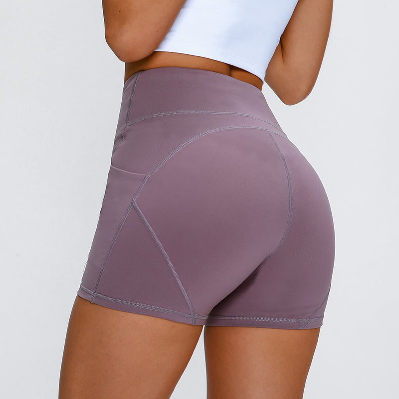 Sport Athletic Shorts Women High Waisted Soft Cotton Feel Fitness Yoga Shorts with Two Side Pocket DromedarShop.com Online Boutique