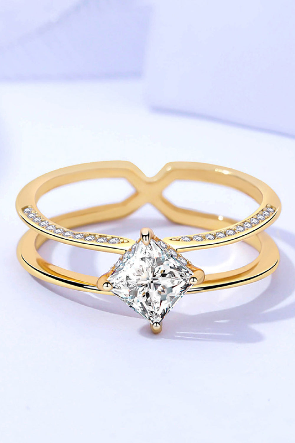 Moissanite 18K Gold-Plated Double-Layered Ring - DromedarShop.com Online Boutique