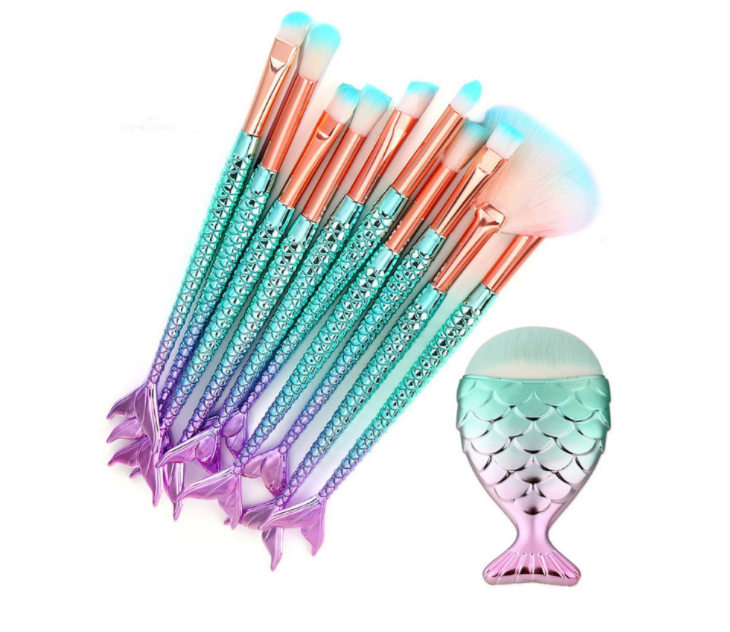 11PCS Pro Mermaid Makeup Brush Set DromedarShop.com Online Boutique