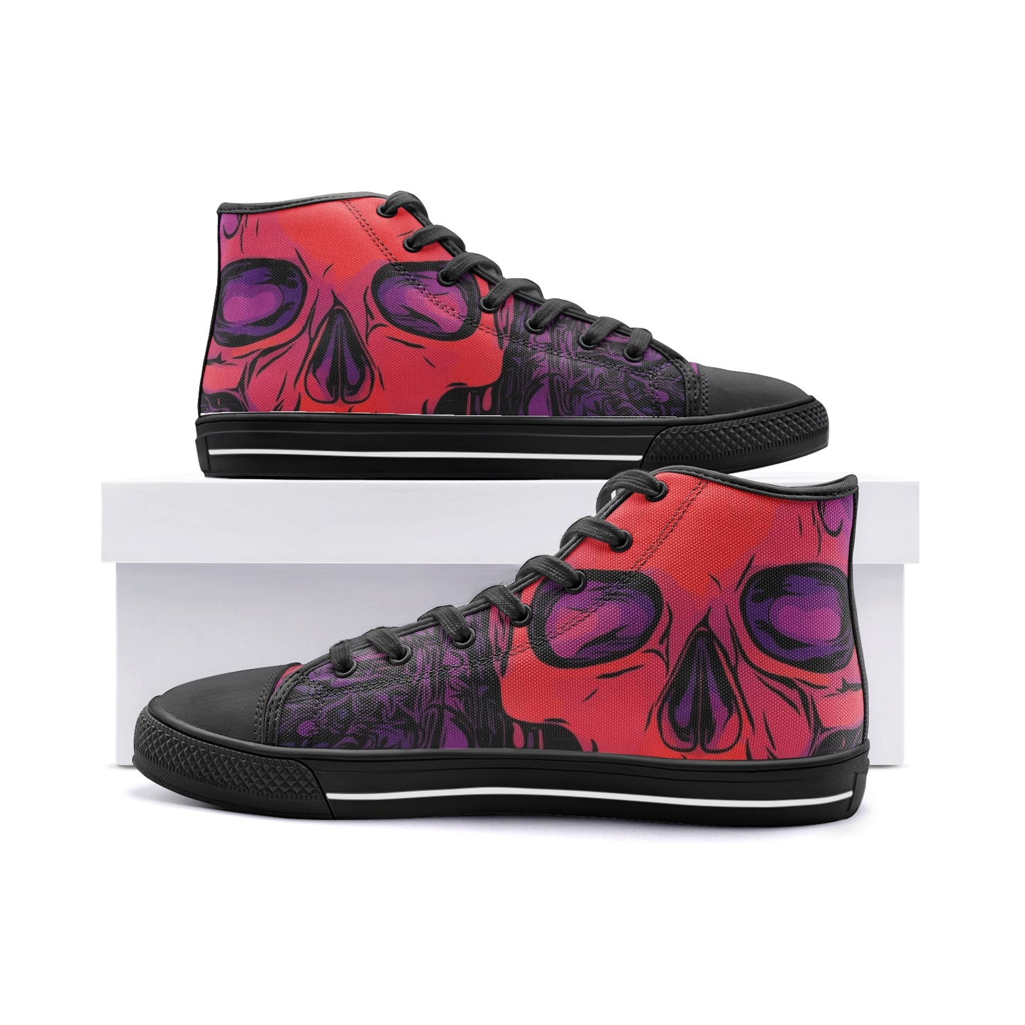 Death Skull Unisex High Top Canvas Shoes DromedarShop.com Online Boutique