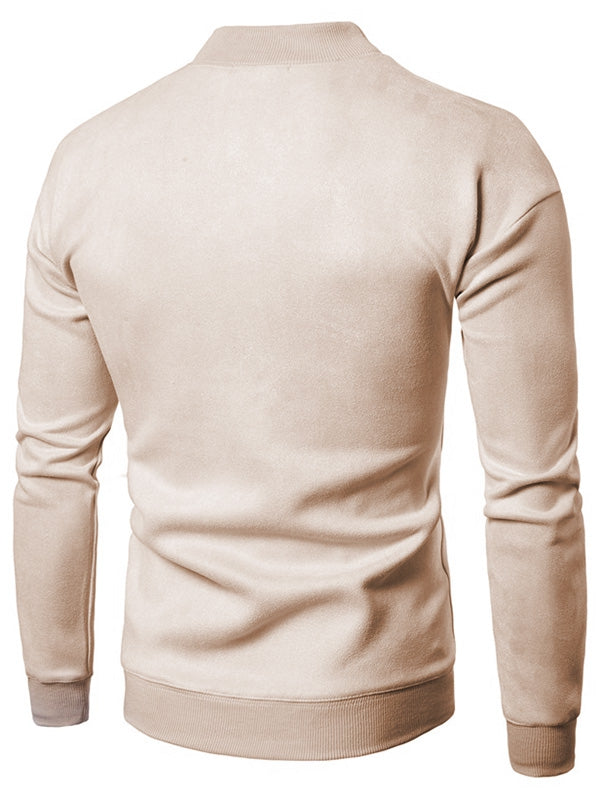 Men Solid Color Suede Sweatshirt - DromedarShop.com Online Boutique