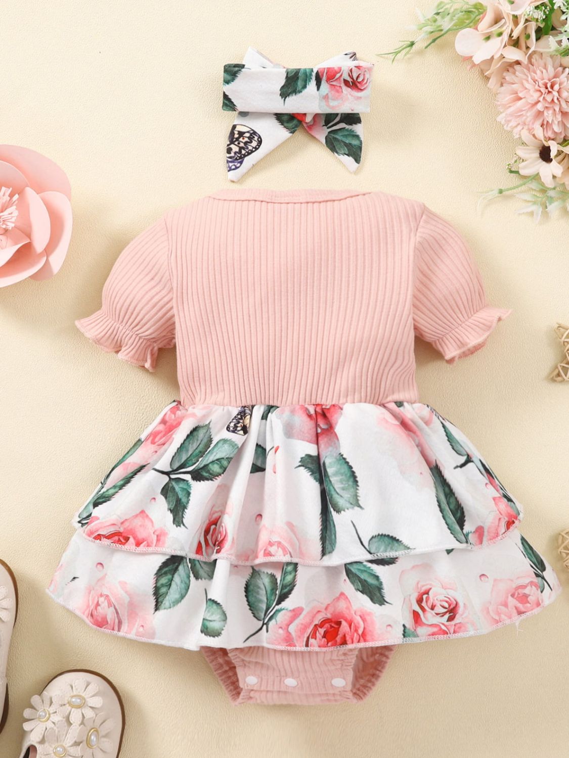 Baby Girl DADDY'S GIRL Graphic Floral Bodysuit Dress - DromedarShop.com Online Boutique