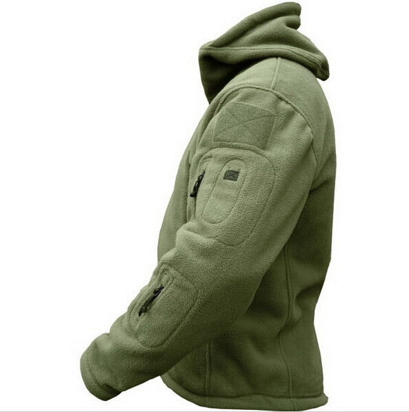Man Fleece Tactical Softshell Jacket Polartec Thermal Hooded DromedarShop.com Online Boutique