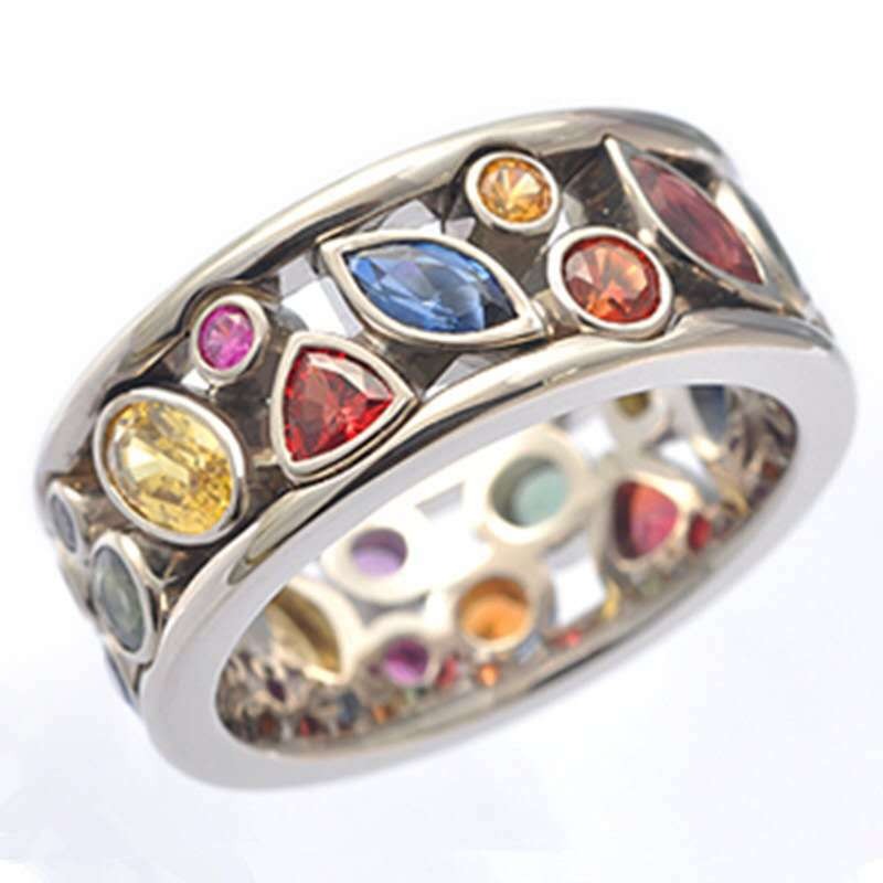Hollow Out Diamond Inlaid Multi-Color Exquisite Zircon Ring - DromedarShop.com Online Boutique