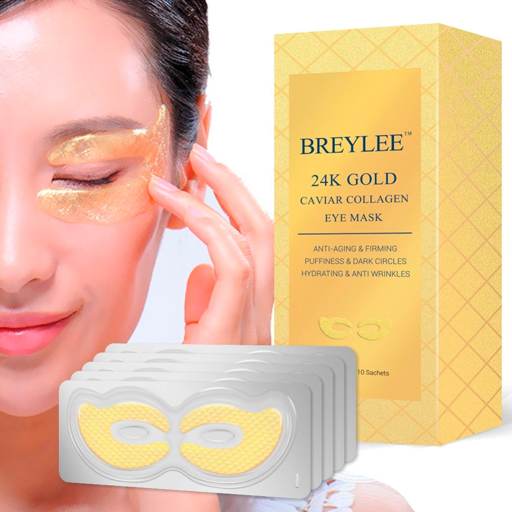 BREYLEE 24K Gold Eye Mask Caviar Collagen Essence   10pairs DromedarShop.com Online Boutique