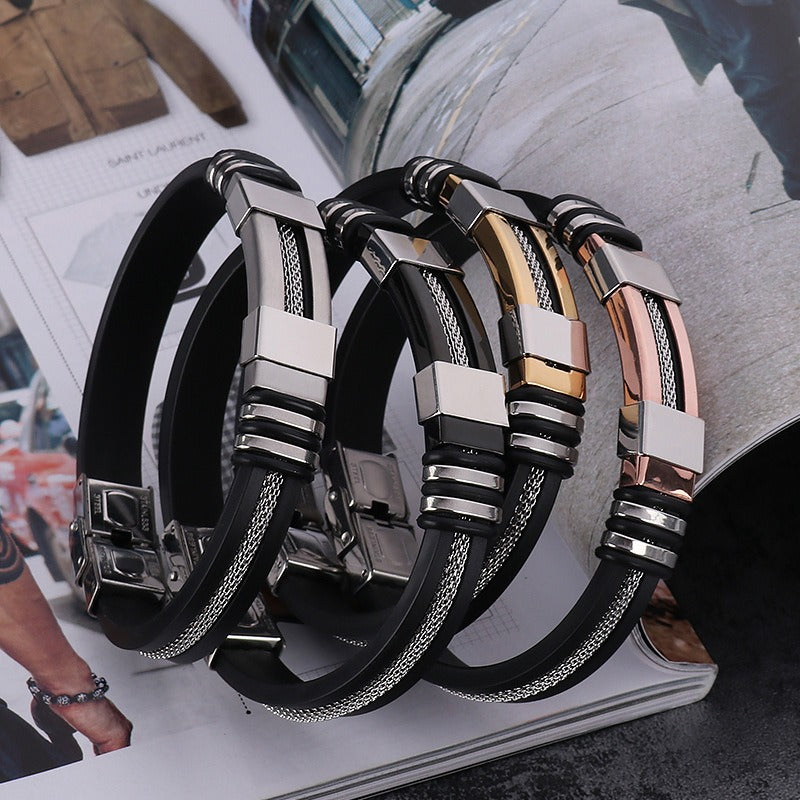 Silicon Titanium Steel Men's Hip Hop Bracelet Punk Style - DromedarShop.com Online Boutique