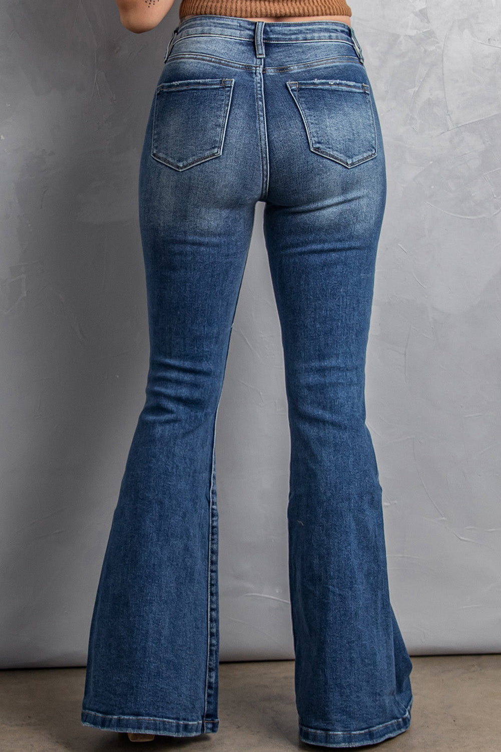 High Waist Flare Jeans with Pockets - DromedarShop.com Online Boutique