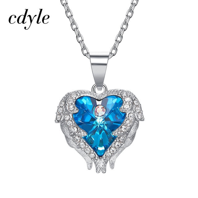 925 Sterling Silver Angel Pendant Necklace Crystals from Swarovski DromedarShop.com Online Boutique