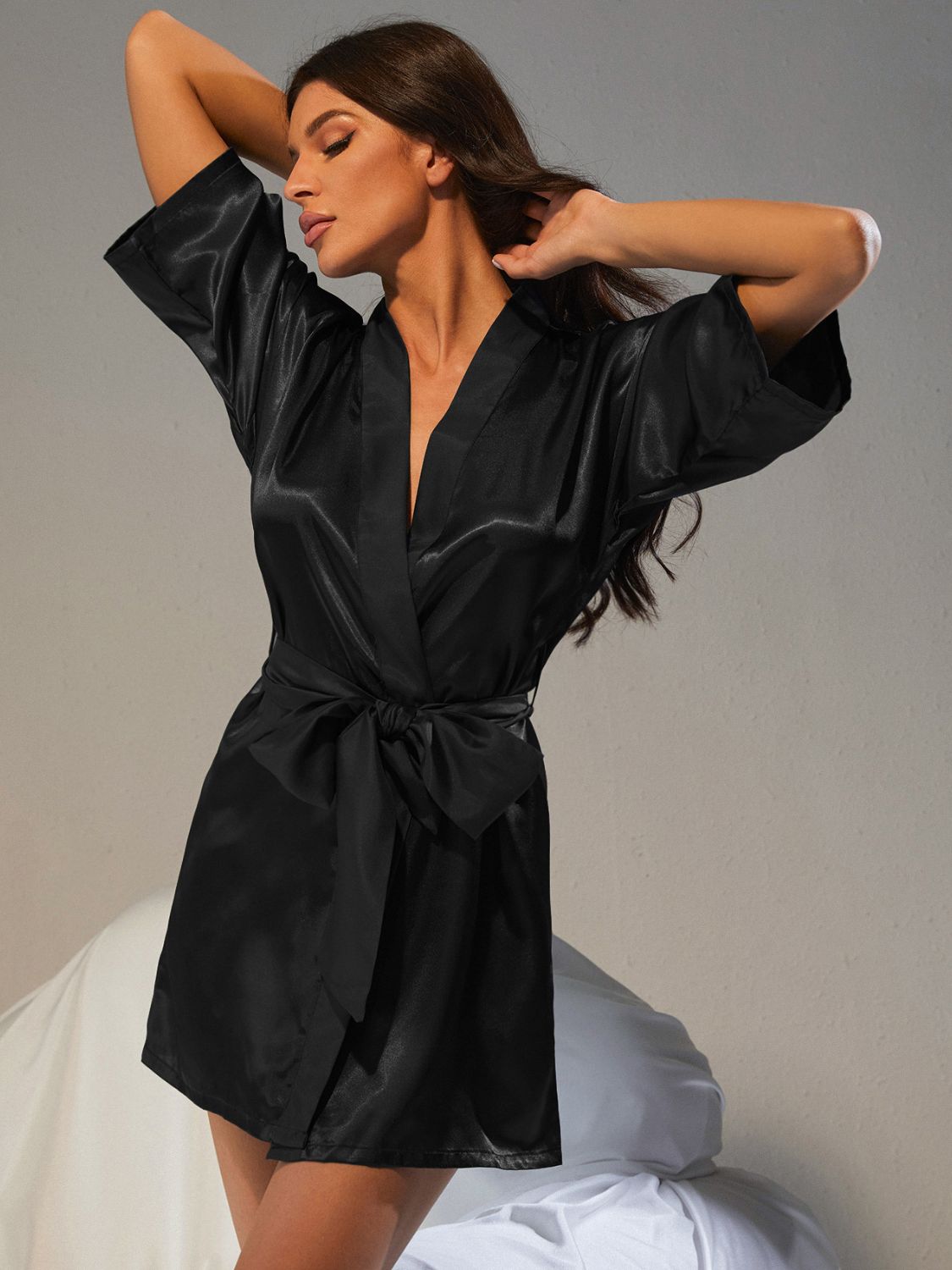Belted Half Sleeve Robe DromedarShop.com Online Boutique
