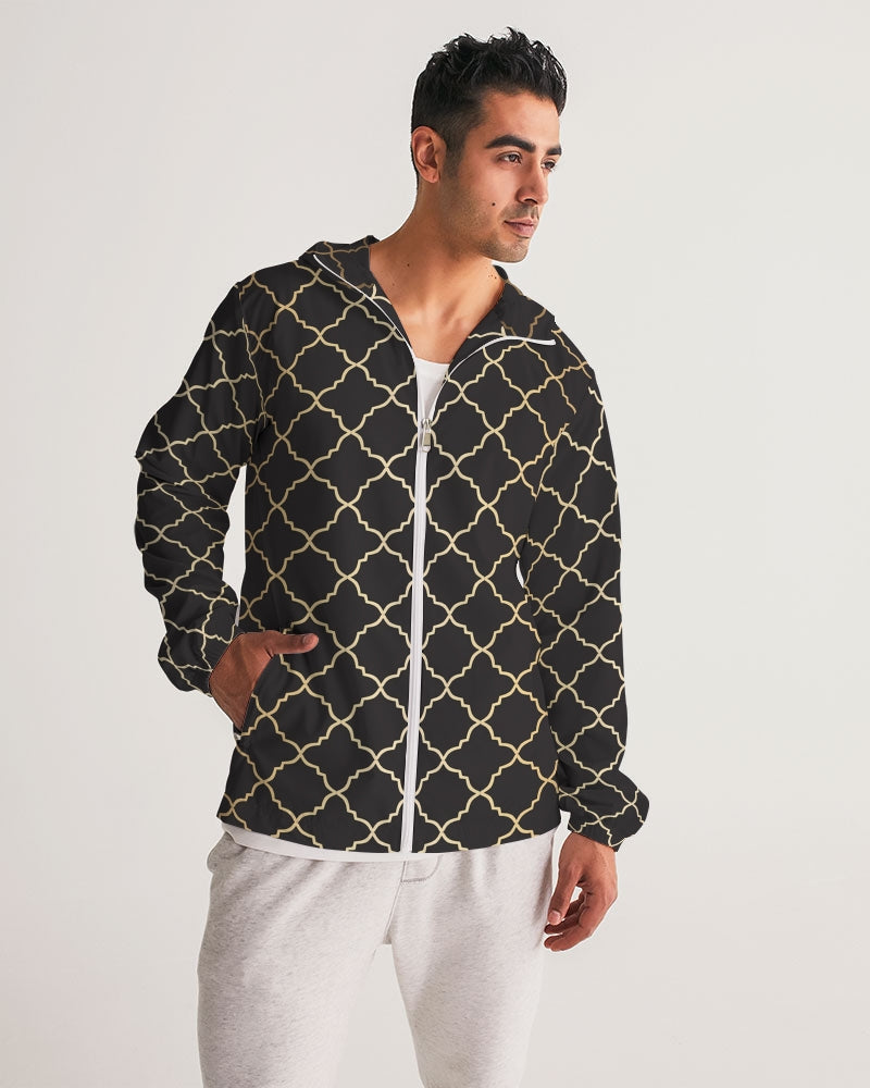 The Miracle of the East Gold Black Arabic pattern  Men's Windbreaker DromedarShop.com Online Boutique