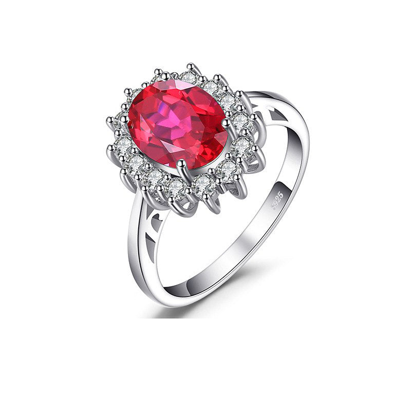 Engagement Wedding Red Ruby Ring  925 Sterling Silver Jewelry DromedarShop.com Online Boutique