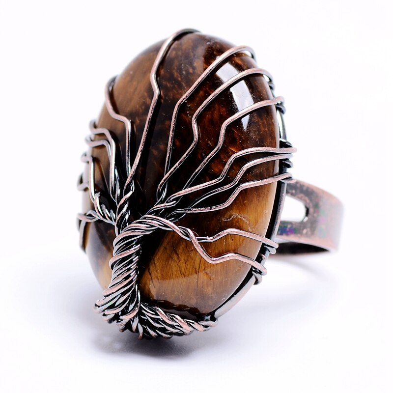 Natural Stone Tree of Life Antique Rings DromedarShop.com Online Boutique