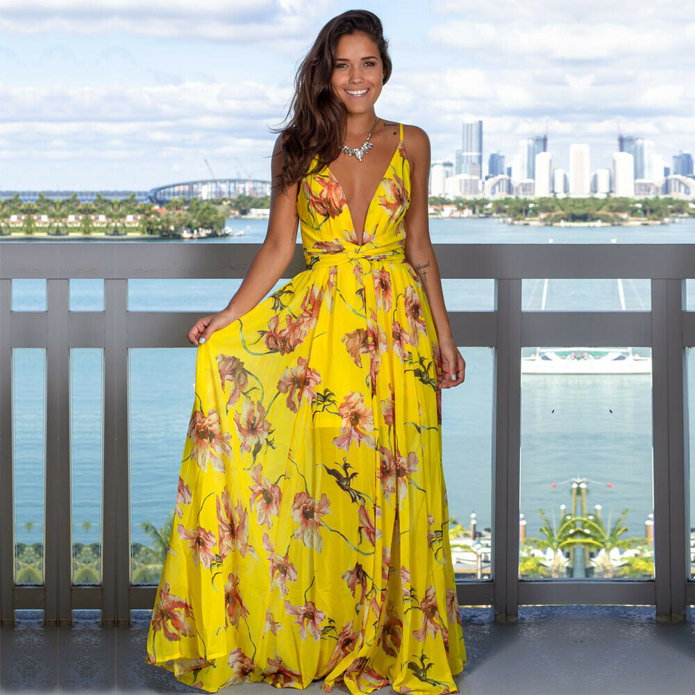 Women's Sling Floral Long Dress - DromedarShop.com Online Boutique