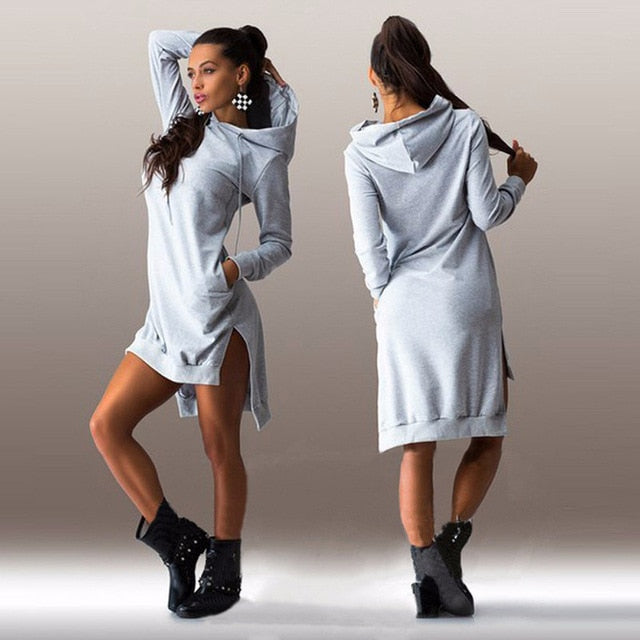 Solid Women Hoodies Asymmetrical Dress DromedarShop.com Online Boutique