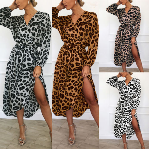 Women Leopard Printed Long Maxi Dress DromedarShop.com Online Boutique