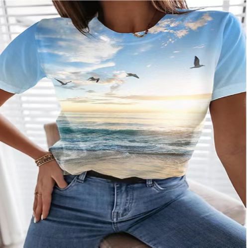 Women 3D Printed Short Sleeve T-Shirt - DromedarShop.com Online Boutique