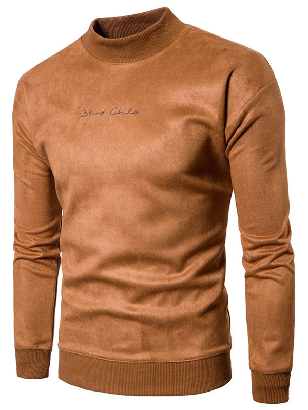 Men Solid Color Suede Sweatshirt - DromedarShop.com Online Boutique