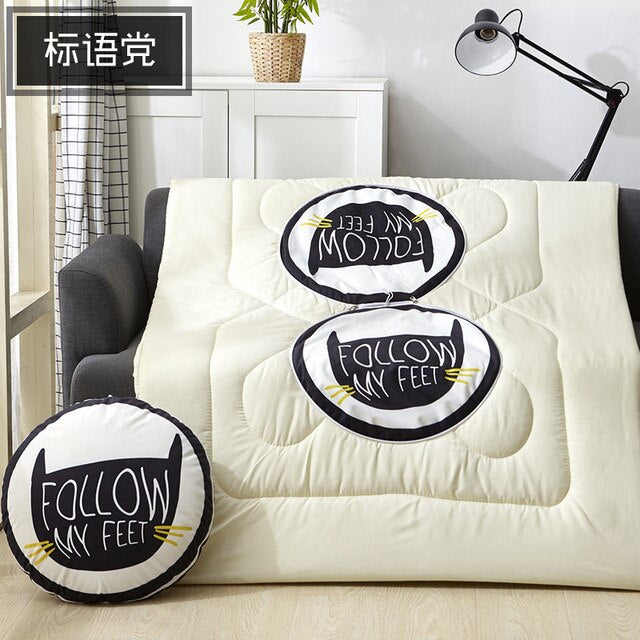 Funny Cat Plush Round Cushion Blanket DromedarShop.com Online Boutique