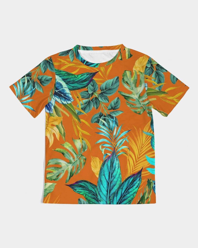 Foliage pattern on orange Kids Tee DromedarShop.com Online Boutique