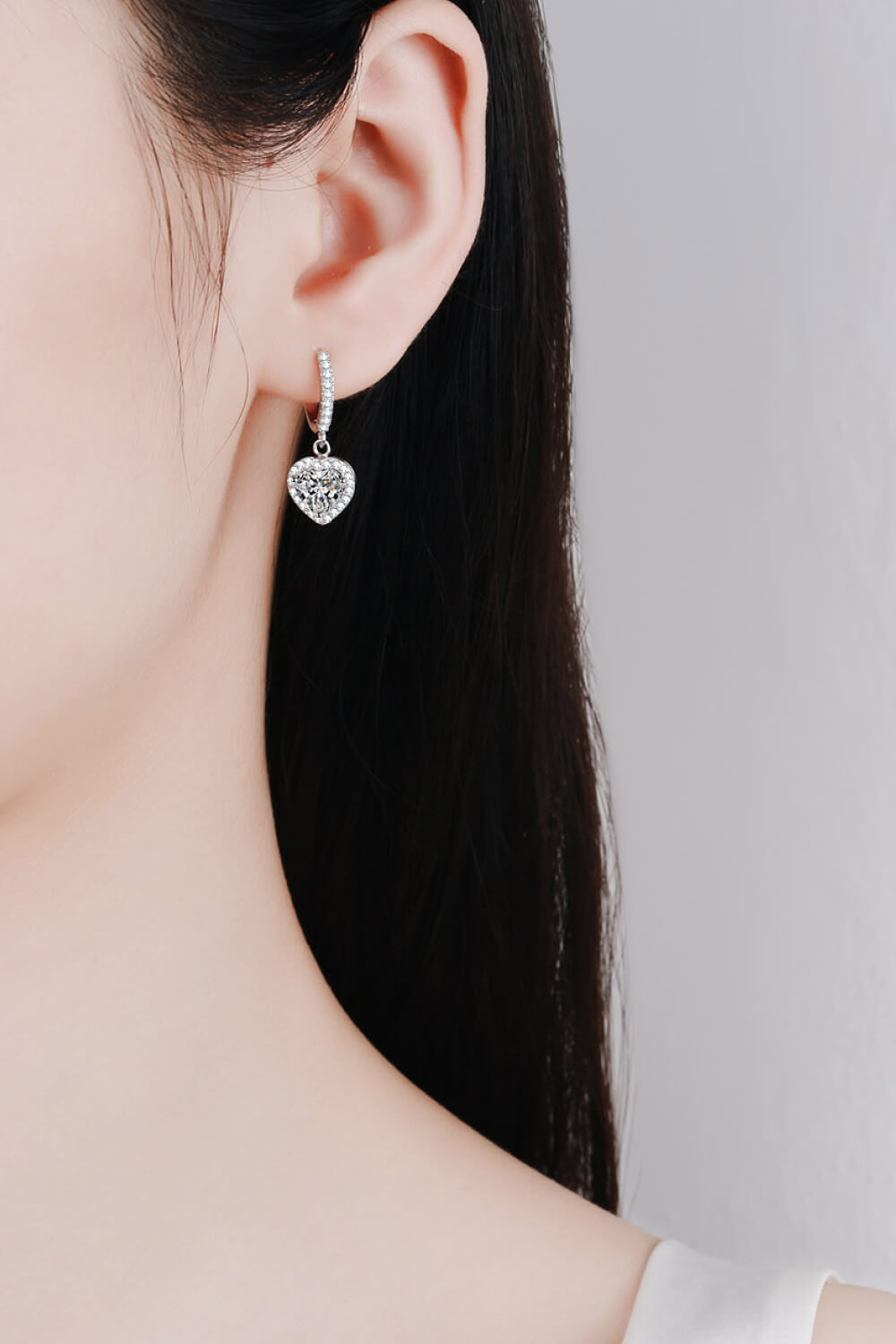 Moissanite Heart-Shaped Drop Earrings - DromedarShop.com Online Boutique