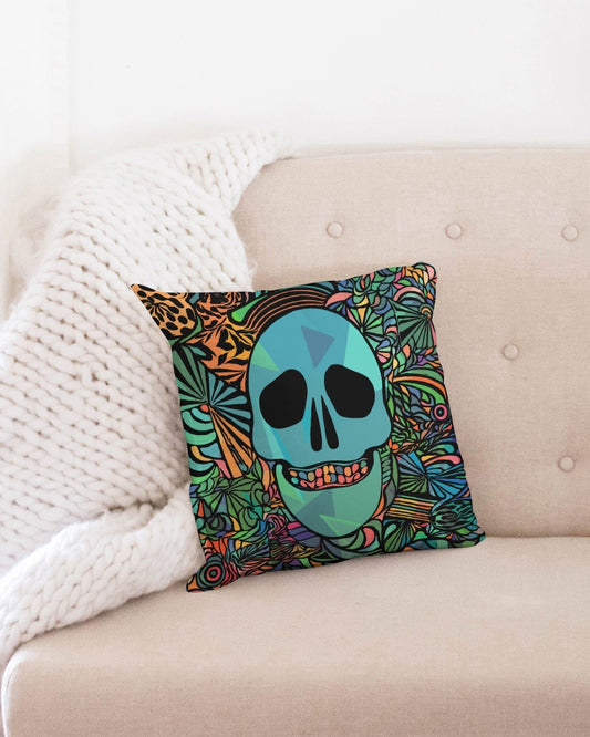Aztec-Inka Collection Mexican Colorful Skull Throw Pillow Case 16"x16" DromedarShop.com Online Boutique