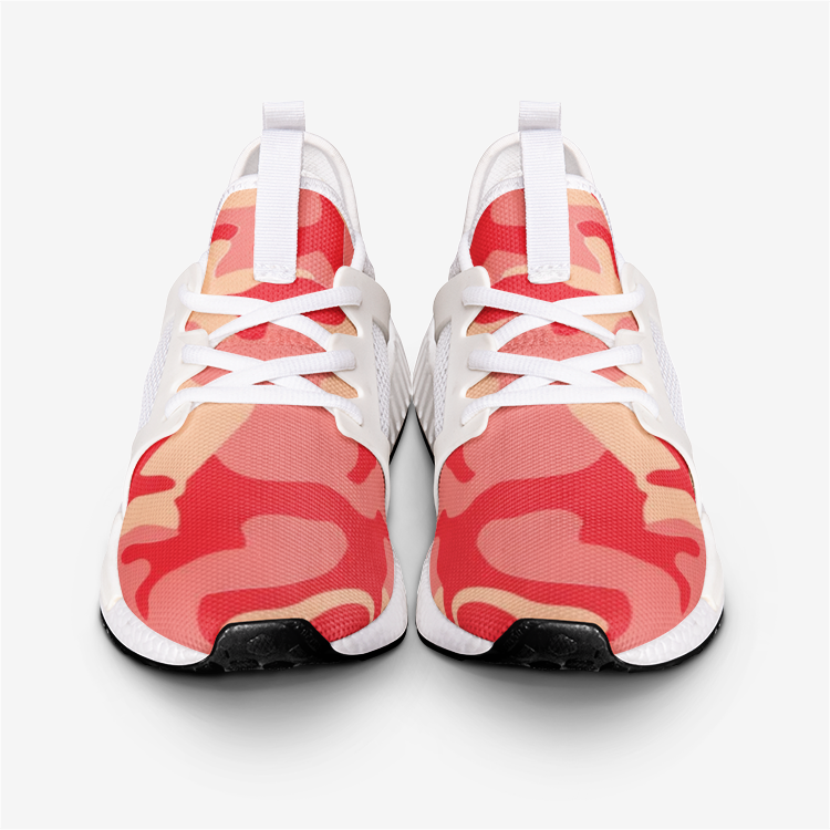 Red Coral Camouflage Unisex Lightweight Sneaker DromedarShop.com Online Boutique